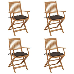 vidaXL Sedie da Giardino Pieghevoli 4 pz con Cuscini Massello Acacia