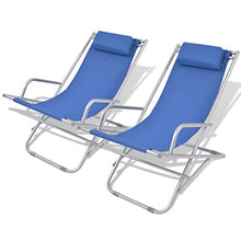 vidaXL Sedie Sdraio Reclinabili 2 pz Blu Acciaio 69x61x94cm Lettino Prendisole