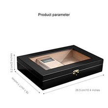 XYF Humidor in Cedro Artigianale, Scatola Porta Sigari Umidificatore, con Igrometro E Umidificatore, Doppio Vano Portaoggetti per Finestra in Vetro Verniciato Pianoforte, Tenendo 25 Sigari