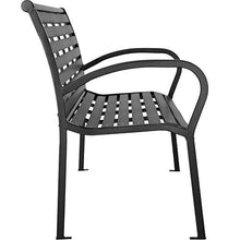 TecTake 403213 Panca da Giardino, Panchina per Parco, Acciaio Verniciato, Nera, 126 x 62 x 81,5cm