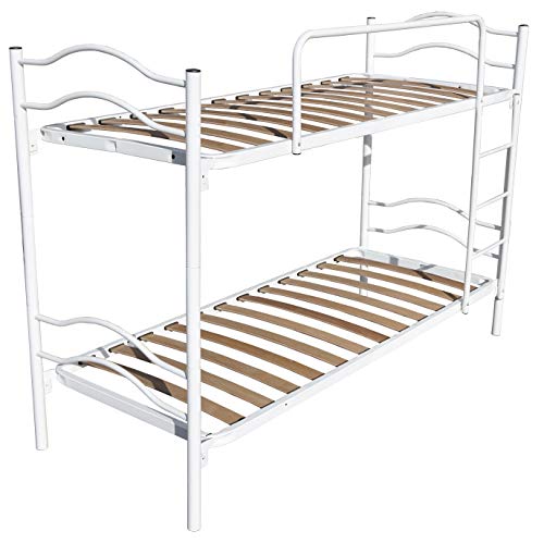 DOLCI SOGNI Letto a Castello per Adulti e Bambini 205x80 cm Altezza 150 cm, Colore Bianco, Letti a Castello con 2 Rete Letto Singolo 80x190, Scomponibile in 2 Letti Singoli