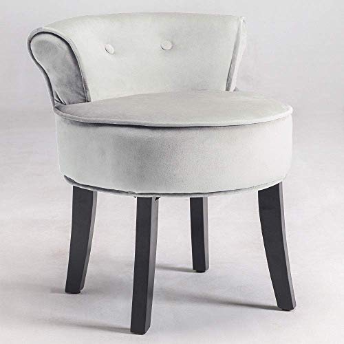 N/Z Attrezzatura Vivente Grigio Schienale Alto Vanity Toeletta Sedia Ergonomia Camera da Letto Tessuto in Velluto Tavolo da Trucco Sgabello per mobili da Camera Gambe in Legno Schienale Alto/Schienal