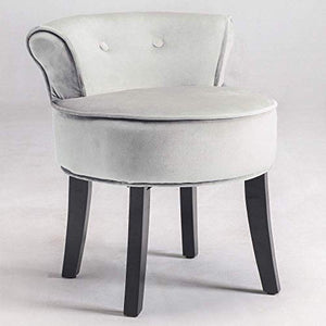 N/Z Attrezzatura Vivente Grigio Schienale Alto Vanity Toeletta Sedia Ergonomia Camera da Letto Tessuto in Velluto Tavolo da Trucco Sgabello per mobili da Camera Gambe in Legno Schienale Alto/Schienal