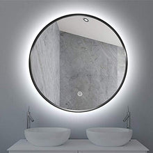 Specchio Rotondo Retroilluminato A LED Illuminato Per Bagno, Con Telaio In Lega Di Alluminio (oro / Nero), Trucco, Specchio Da Barba, Antiappannamento / Impermeabile + Interruttore a sfioramento