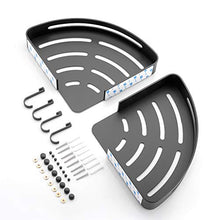 Ibergrif M34033B - Mensola Doccia con 2 Ganci, Angolo Organizer per il Bagno, Cestello Portaoggetti, 3M Senza Trapani, Spazio in Alluminio, 2 Confezioni