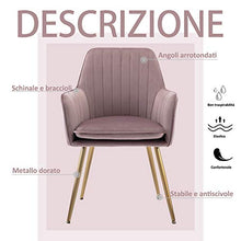 Irene House Sedia da Camera da Letto in Tessuto Velluto con Gambe in Metallo Sedia da Soggiorno Sedia da Sala da Pranzo Sedia per Tavolo da Toeletta (Rosa, 2)