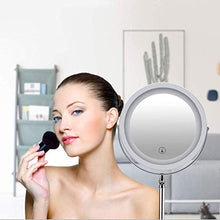 Specchio per trucco illuminato ricaricabile con luci dimmerabili, specchio per trucco 10X da 7 pollici con luci e ingrandimento, touch screen, specchio cosmetico a doppia sorgente a 360 °; Portatile r