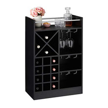 relaxdays Weinregal Cantinetta con Porta Calici, per 22 Bottiglie, da Terra, per Vino e Prosecco HxLxP: 96 x 63 x 35 cm ca, Nera, Truciolato, Nero