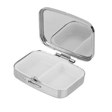 Wonque - Contenitore per pillole in metallo, portatile, con specchio interno, motivo casuale, 1 pezzo