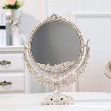 L.TSN Semplice Specchio di Bellezza Europeo Specchio per Il Trucco del Desktop Specchio bifacciale Specchio Portatile Occhiali per Il Trucco Specchio Pieghevole, Bianco, Rotondo