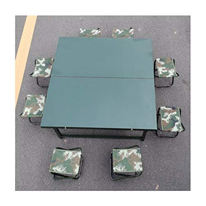 Set Tavolo e Sedia da Esterno Set da Tavolo e Sedia da Campeggio all'aperto, Tavolo Pieghevole in Acciaio Verde, Tavolo da Picnic e Sedia da 1 * 1 m