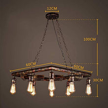 N/Z Home Equipment Ralph Pipe E27*8 Steampunk Bright Loft Style Living Room Dining Room Square 8 Head Wrought Iron Bar Cafe Easy to Tall