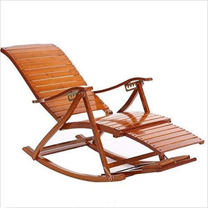 Hfyg Lettino Prendisole Sedia a Dondolo in bambù Sedie a Sdraio in Legno Sedie a Sdraio Regolabili per Adulti Pieghevole estetico Letto Siesta con poggiapiedi Chaise Longue