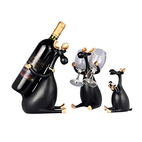 YIFEI2013-SHOP Portabottiglie Vino Creative Three tra The Decorative Wine Rack Home Soggiorno Sala da Pranzo Vino Armadi Decorazione Cremagliera del Vino Porta Vino (Color : Black, Edition : A)