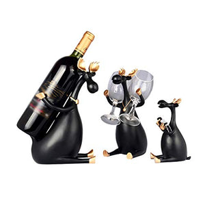 YIFEI2013-SHOP Portabottiglie Vino Creative Three tra The Decorative Wine Rack Home Soggiorno Sala da Pranzo Vino Armadi Decorazione Cremagliera del Vino Porta Vino (Color : Black, Edition : A)
