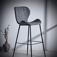 GYPPG Sgabello Bar in Metallo Rivestito in Ecopelle, Sgabello Alto Bar/Pub con Schienale ergonomico, Altezza Seduta 25,6/29,5 Pollici, Sedia Grigio Scuro