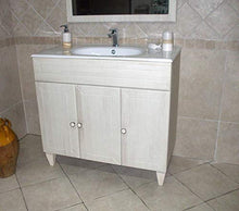 Mobile Bagno a Terra Ines decapè cm 90 con Specchio, Applique e lavabo