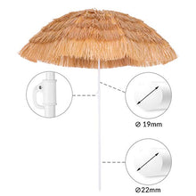 Kingsleeve Ombrellone da spiaggia Mare Hawaii in Paglia sintetica Ø 160cm Altezza: 180 cm inclinabile regolabile robusto e stabile beige