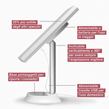 Fancii Specchio per Trucco con Luce LED, Specchio Ingranditore 1X 5X 7X - Luci LED Naturali a Intensità Regolabile e Touchscreen, Specchio Cosmetico Illuminato da Tavolo, Sora (Bianco)