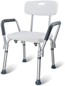 DZX Panca da Doccia, Sgabello da Bagno con braccioli e Schienale, Supporto per la Mobilità del Bagno con Struttura in Alluminio per Anziani /, Altezza Regolabile, Bianco, Sedile per Doccia