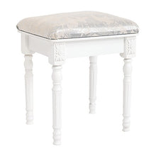 Rebecca Mobili Sgabello da Camera in Stile provenzale, MDF/Paulownia, Bianco, 41x35x45 cm