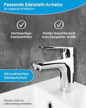Alpenberger WC per ospiti, lavabo in ceramica con mobiletto bianco lucido, design moderno e senza tempo