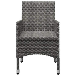 FAMIROSA Set Bistrot Giardino 3 pz Polyrattan e Vetro Temperato Grigio-8359