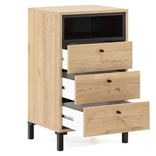 VS Venta-stock Cassettiera Javea 3 cassetti e 1 nicchia, Color Legno e Nero, 45 cm (Larghezza) 40 cm (profonditá) 79,5 cm (Altezza)