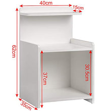 eSituro Comodino Bianco in Legno Camera Letto Moderno Tavolino da divano/Soggiorno/Salotto con Scompartimento 40x35x62cm SCD0093