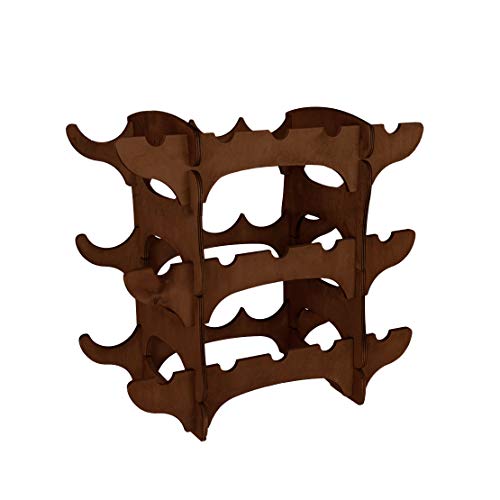 Cemab Montecarlo scaffale Portabottiglie in Legno per 15 Bottiglie di Vino, mobiletto modulabile salvaspazio Colore Noce 60x50x28 cm