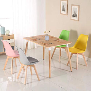 GroBKau - Set di 4 sedie per sala da pranzo o cucina, stile scandinavo tulip, moderne, con gambe in legno di faggio massiccio e cuscini in similpelle