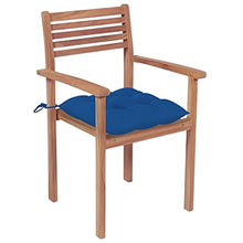 vidaXL Sedie da Giardino 2 pz con Cuscini Blu in Massello di Teak