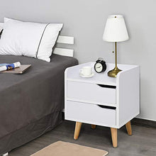 HOMCOM Comodino Salvaspazio dal Design Moderno in Legno Bianco con 2 Cassetti e Piedini in Legno di Pino 33 x 28 x 42cm