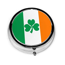 Bandiera dell'Irlanda - Contenitore rotondo per pillole a 3 scomparti, in metallo, per medicina e vitamine, per viaggi all'aperto