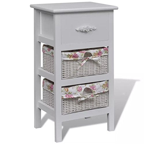 Roderick Irving Armadio con 1 Cassetto e 2 Cestini in Legno Bianco Armadio Camera da Letto Mobile Soggiorno armadietto Ingresso armadietti spogliatoio armadietti Bagno