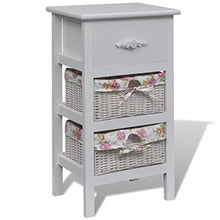 Lingjiushopping Armadietto Bianco con 1 Cassetto e 2 Cesti di Legno Materiale: Legno solido + MDF Armadietti e stipi