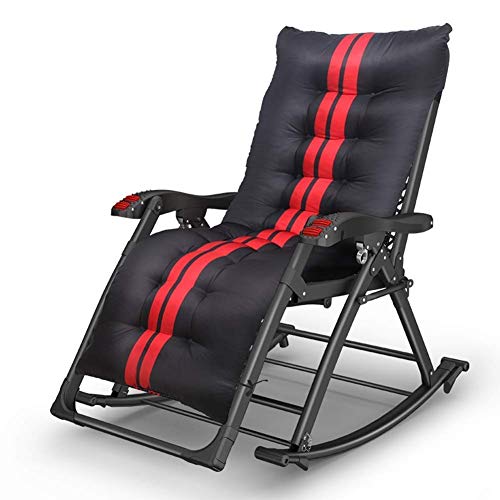 Sedia a sdraio pieghevole Lettino prendisole Comodo relax Sedia a dondolo, Sedia lounge resistente Sedia relax con cuscino in tessuto di cotone - Sedia a dondolo pieghevole pieghevole per uomo anziano