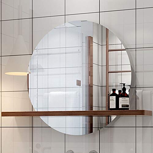 Specchio Rotondo, Specchio Bagno con Mensole, Specchio da Doccia/Impermeabile A Prova di Esplosione (50 cm/60 cm)