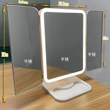 Specchio per il trucco Specchio per il trucco da tavolo quadrato illuminato a tre ante Grande specchio da trucco pieghevole Specchio per trucco da principessa Specchio dormitorio dimmerabile
