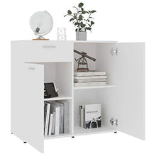 Credenza moderna con cassetto e ripiani 80 x 36 x 75 cm, mobile ausiliare con ante comò, bianco