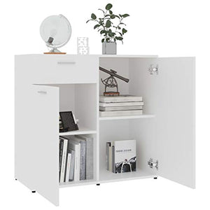 GOTOTOPCredenza Cassettiera 1 Cassetto con 2 ante, Comodino Armadietto per Camera da Letto Soggiorno Mobili 80 x 36 x 75 cm (Bianco)