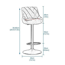 Sgabelli da Bar Sgabelli da bar in metallo da 1/2/4 pezzi, sgabelli da bar girevoli a 360°, sedie in velluto con schienale, sgabelli da pranzo moderni per bar / caffè / cucina, verde, altezza: 65-80cm