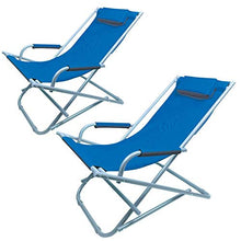 BAKAJI Sdraio Spiaggina Prendisole Dondolino Pieghevole Salvaspazio Struttura in Acciaio e Tessuto Oxford Imperbeabile con Poggiatesta Imbottito per Mare Spiaggia Piscina Relax (Blu)