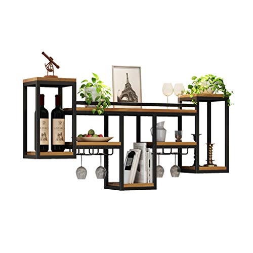 Portabottiglie Vintage da Parete - per Bottiglie di Vino Rack di stoccaggio Scaffale per Vini Legno per Cucina, Sala da Pranzo, Bar, Cantina