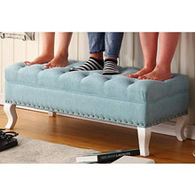 LXESWM Pouf Panca Ottomana banco Rettangolare poggiapiedi in Tessuto Imbottito Trapuntato Divano a Panca da Letto Soggiorno Scarpe Banco con Decorazione Unghie e Gambe in Legno massello