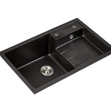 YUESFZ Lavabi Cucina Sala da Pranzo Grande capacità Lavello in Pietra di Quarzo Lavabo Bagno Quadrato Nero Lavatesta A Doppia Vasca con Frutta E Verdura (Color : Black, Size : 76 * 45cm)