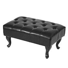 Mendler Poggiapiedi Stile Vittoriano Chesterfield Ecopelle 47x77x39cm Nero