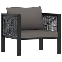Tidyard Set 6 pz Divani Modulari Angolari da Giardino in Polyrattan Antracite con Tavolino in Vetro,Set Divani da Esterno in Rattan,Divano Angoalre ad Angolo,Divano Modulare