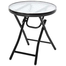 Outsunny Tavolo da Giardino Pieghevole in Metallo con Ripiano in Vetro e Blocco di Sicurezza, Φ45x50cm Nero