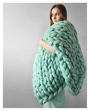 DSLK Moda Mano Chunky Coperta A Maglia Thick Fit Yarn Lana Poliestere Poliestere Bulky Coperte A Maglia Tranquility Coperta Ponderata (Color : Green, Size : 80x100cm)